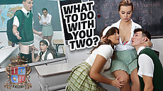 Valentine’s Day gets even hotter as Josh fucks his school crush and his favorite teacher on her desk