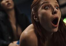 Emiri slides her cock inside her pussy and begins pounding. The restraint of their moans grows as they move more intensely.