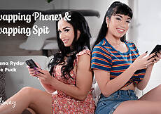ADULT TIME - Swapping Phones & Swapping Spit XXX Girlsway Sheena Ryder, Little Puck video