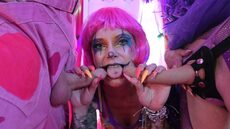 Roll up roll up its time to enjoy the show!  And joining the purple female and male pink cock crazed clowns on stage from the audience is jessie rae!  Watch as she becomes a clown and takes on this filthy pair in a naughtiest fuck swap in town